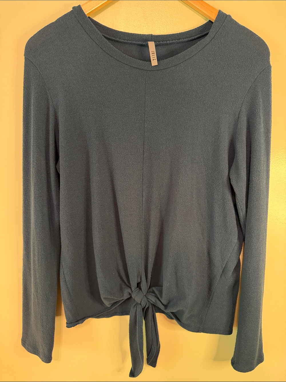Women’s teal Solid Knit Top blouse tied Front Jolie Los Angeles size Large